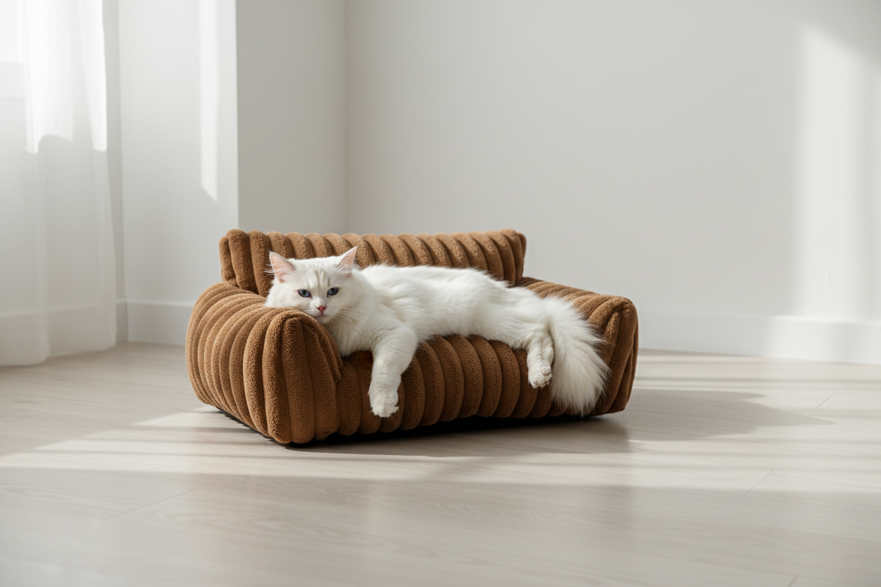 Cama Castanha com Gato