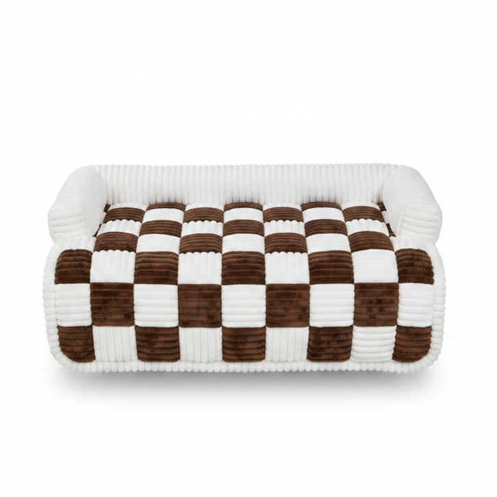 Plaid Échiquier — Édition Géométrique — Moka